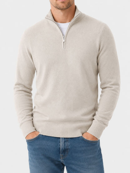 Men's V-Neck Sweater with Zipper Detail