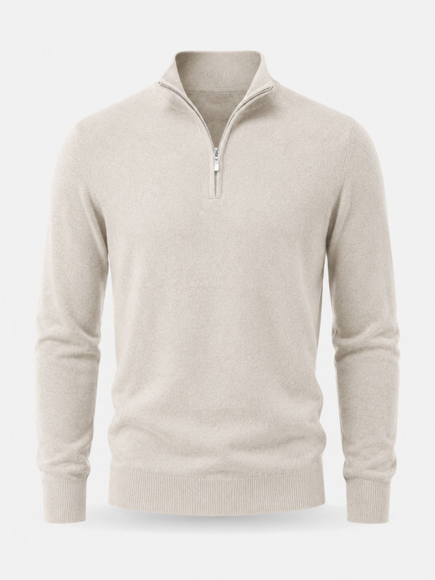Men's V-Neck Sweater with Zipper Detail