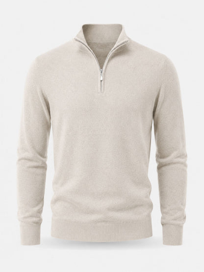 Men's V-Neck Sweater with Zipper Detail