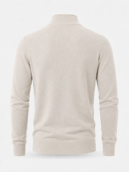 Men's V-Neck Sweater with Zipper Detail