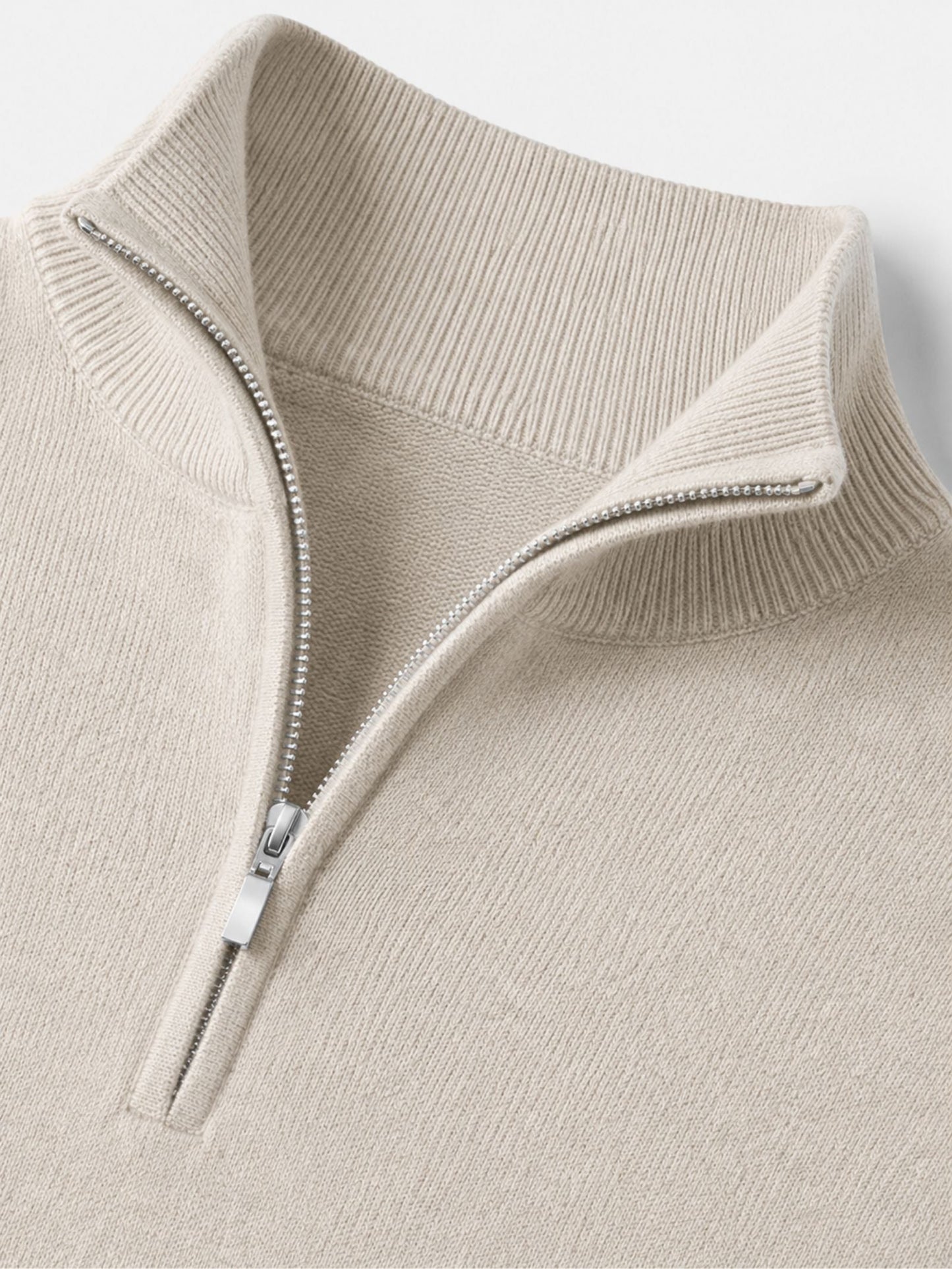 Men's V-Neck Sweater with Zipper Detail