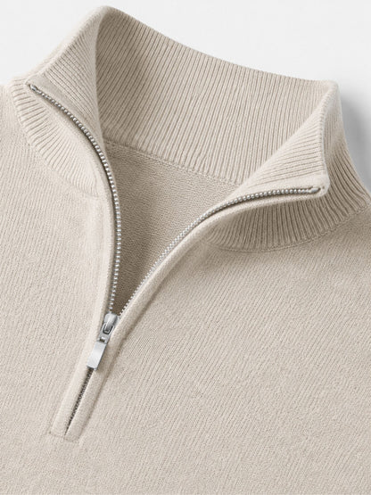 Men's V-Neck Sweater with Zipper Detail