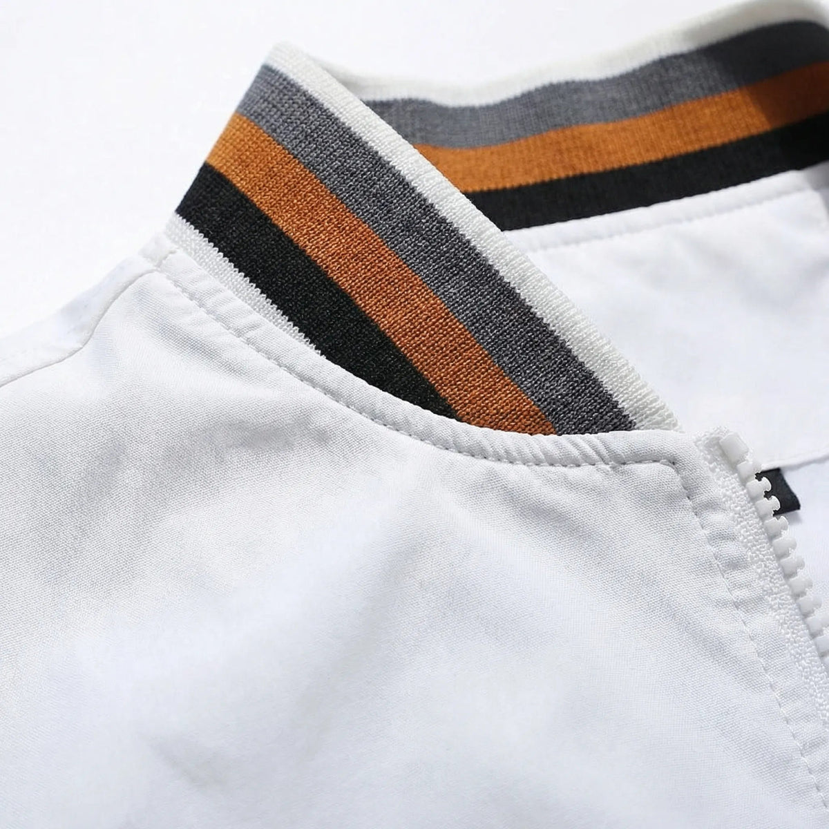 Men's Varsity Bomber Jacket with Striped Sleeves