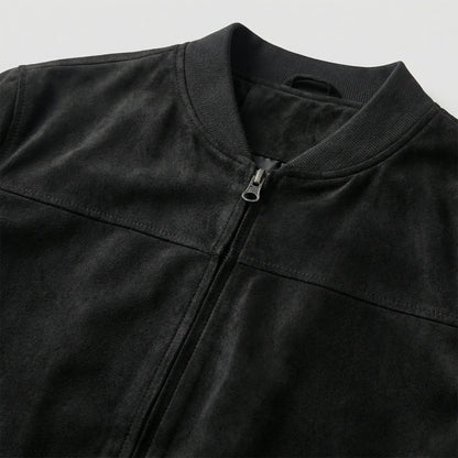 Men's Velvet Bomber Jacket with Zipper