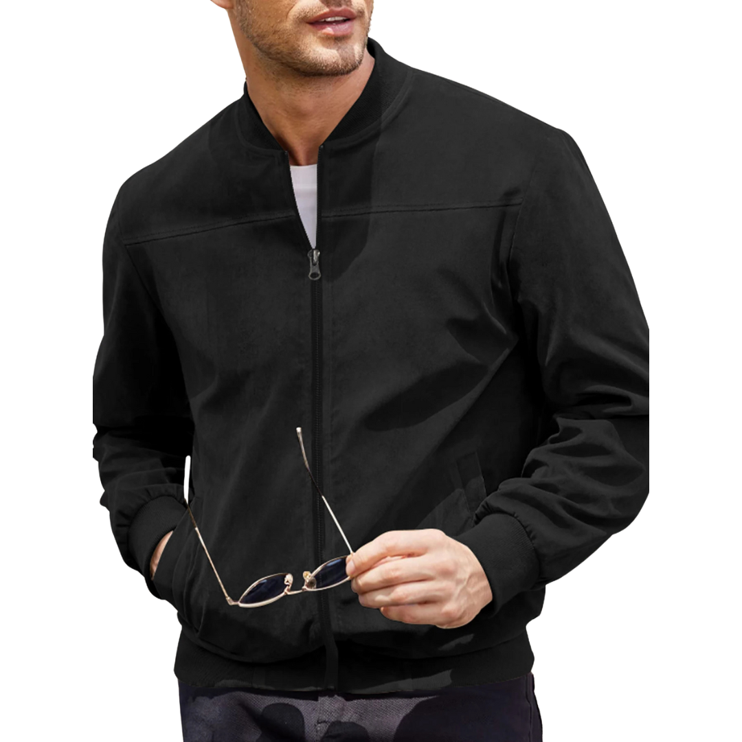 Men's Velvet Bomber Jacket with Zipper