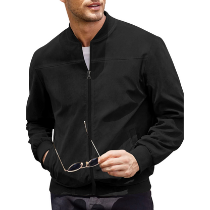 Men's Velvet Bomber Jacket with Zipper