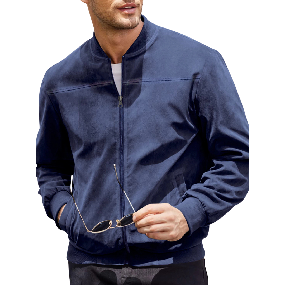 Men's Velvet Bomber Jacket with Zipper