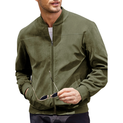 Men's Velvet Bomber Jacket with Zipper