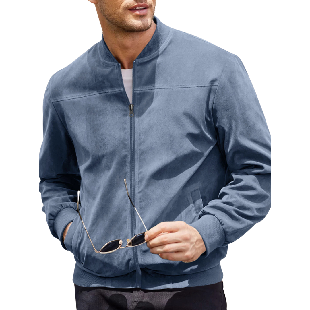 Men's Velvet Bomber Jacket with Zipper