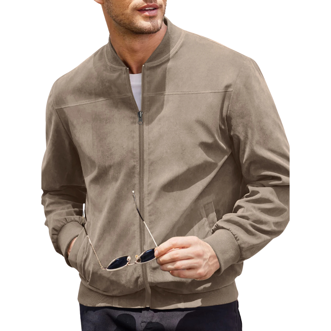 Men's Velvet Bomber Jacket with Zipper