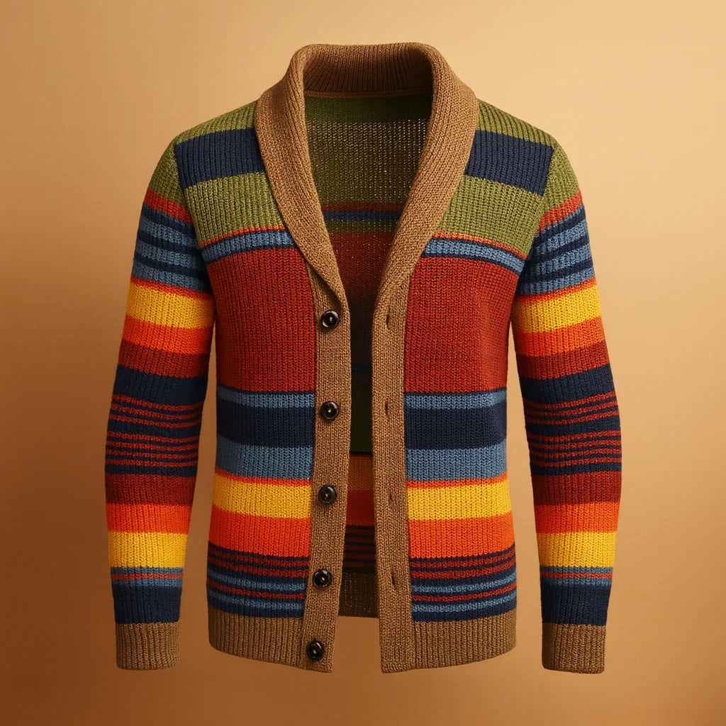 Men's Vintage Chunky Knit Cardigan with Buttons