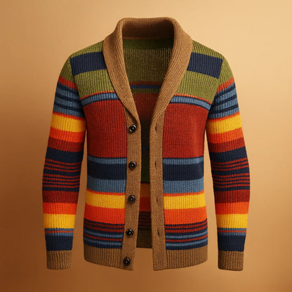 Men's Vintage Chunky Knit Cardigan with Buttons
