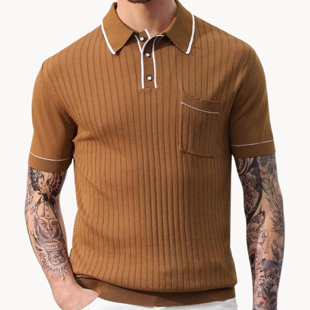 Men's Vintage Ribbed Polo Shirt