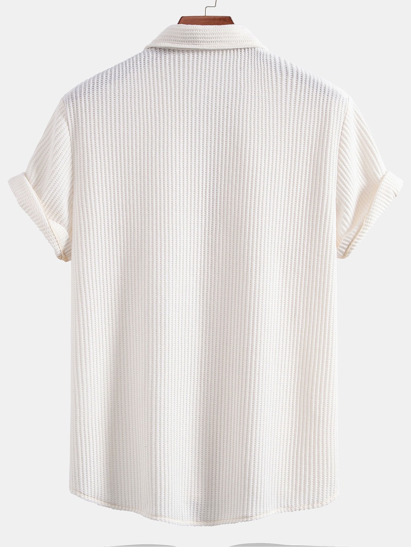 Men's Waffle Button-Up Shirt for Casual Wear