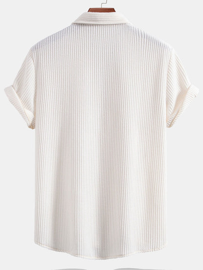 Men's Waffle Button-Up Shirt for Casual Wear
