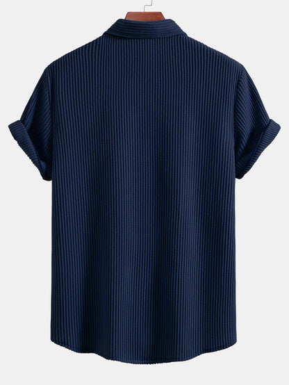 Men's Waffle Button-Up Shirt for Casual Wear