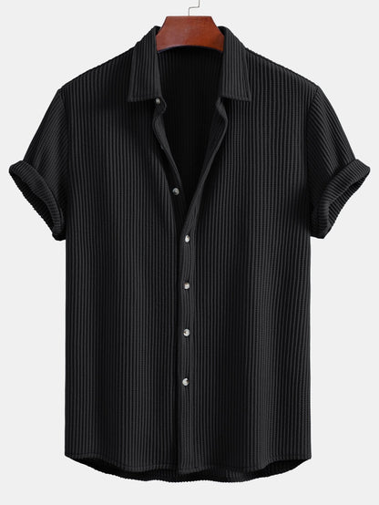Men's Waffle Button-Up Shirt for Casual Wear
