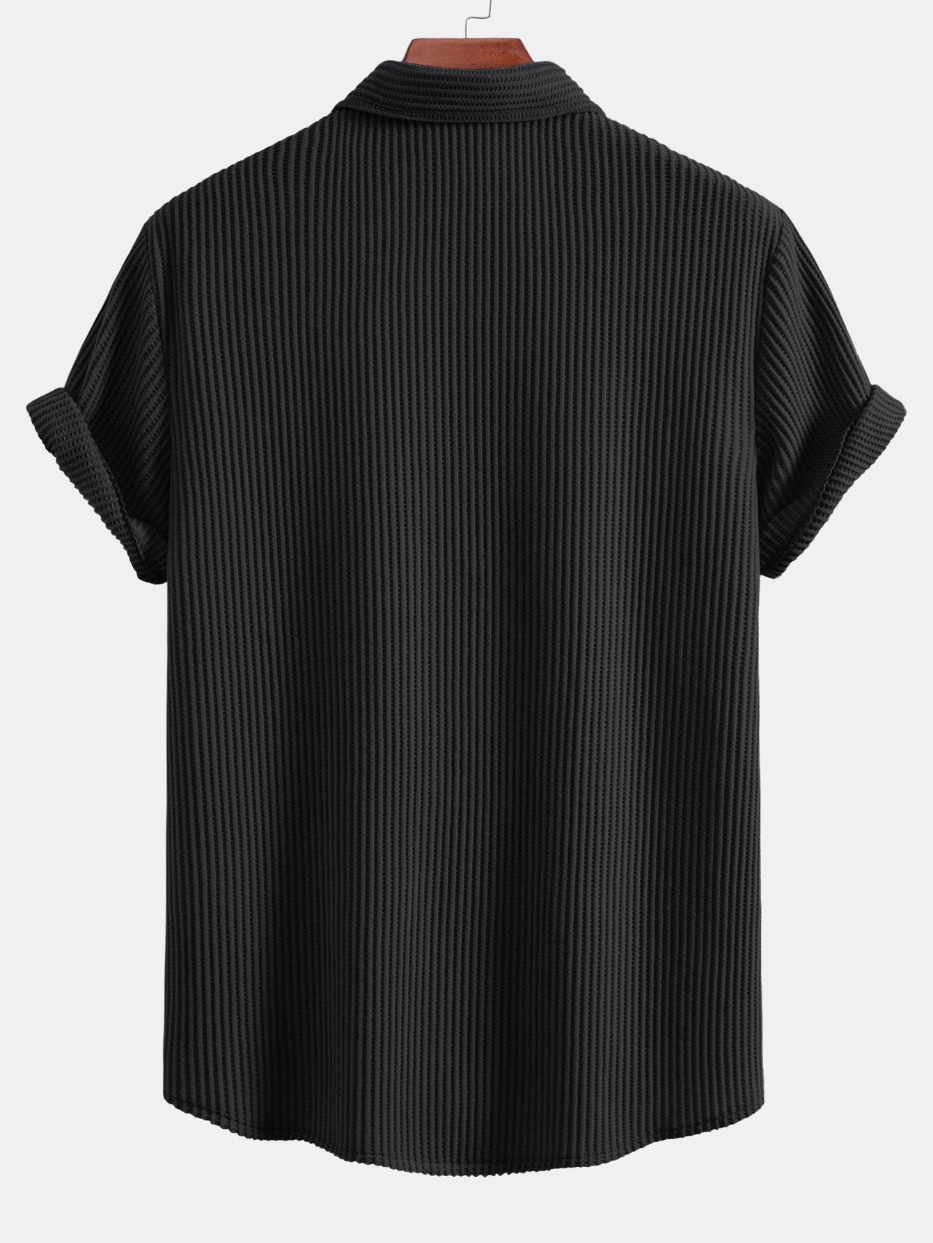 Men's Waffle Button-Up Shirt for Casual Wear
