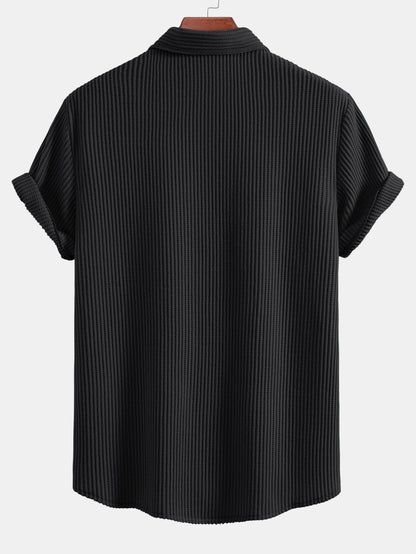 Men's Waffle Button-Up Shirt for Casual Wear