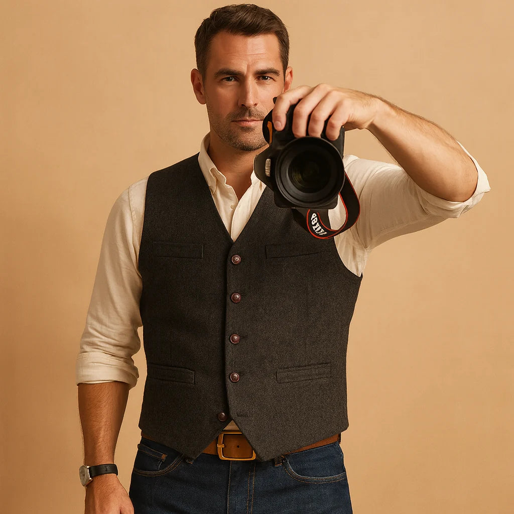 Men's Waistcoat with Button Closure for Formal and Casual Wear