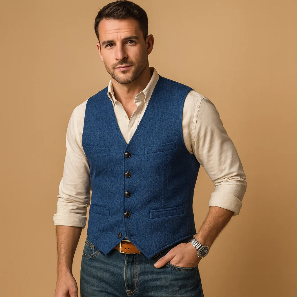Men's Waistcoat with Button Closure for Formal and Casual Wear