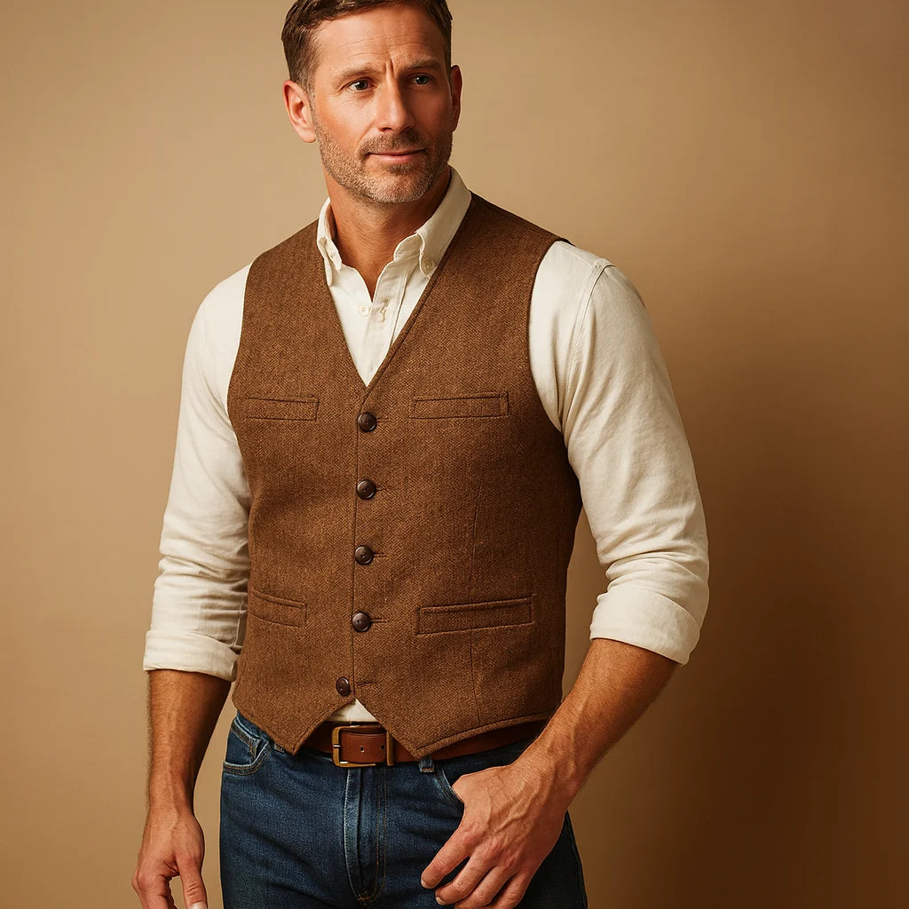 Men's Waistcoat with Button Closure for Formal and Casual Wear