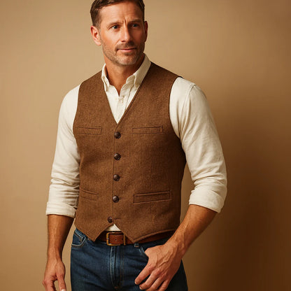 Men's Waistcoat with Button Closure for Formal and Casual Wear