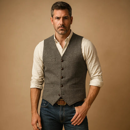 Men's Waistcoat with Button Closure for Formal and Casual Wear