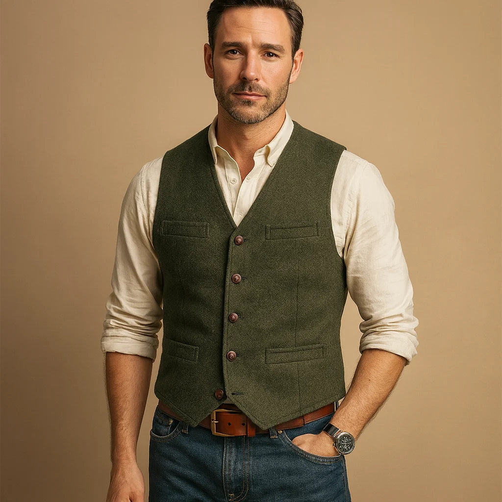 Men's Waistcoat with Button Closure for Formal and Casual Wear