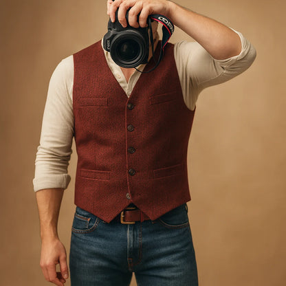 Men's Waistcoat with Button Closure for Formal and Casual Wear