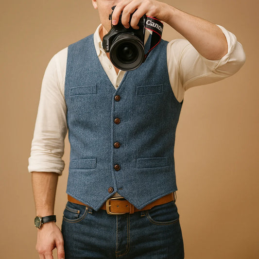 Men's Waistcoat with Button Closure for Formal and Casual Wear