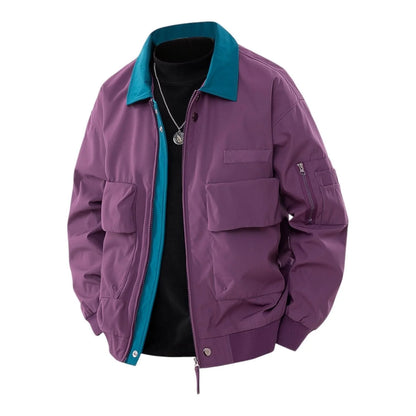 Men's Water-Repellent Bomber Jacket with Contrast Collar