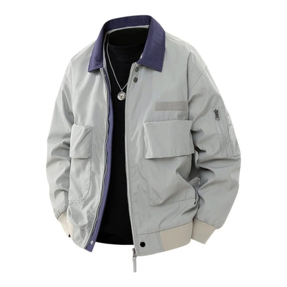 Men's Water-Repellent Bomber Jacket with Contrast Collar