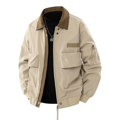 Men's Water-Repellent Bomber Jacket with Contrast Collar