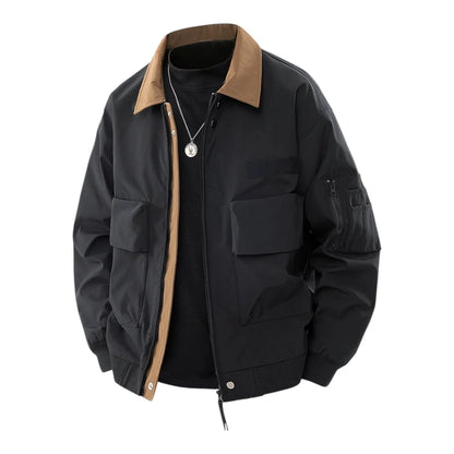 Men's Water-Repellent Bomber Jacket with Contrast Collar