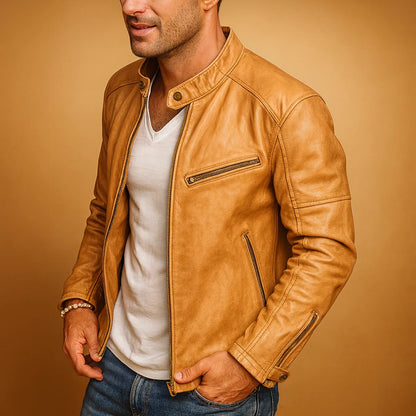 Men's Waterproof Biker Jacket with Zipper