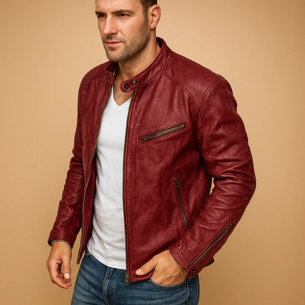 Men's Waterproof Biker Jacket with Zipper