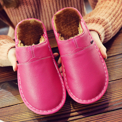 Men's Waterproof Leather Slippers – Warm & Durable