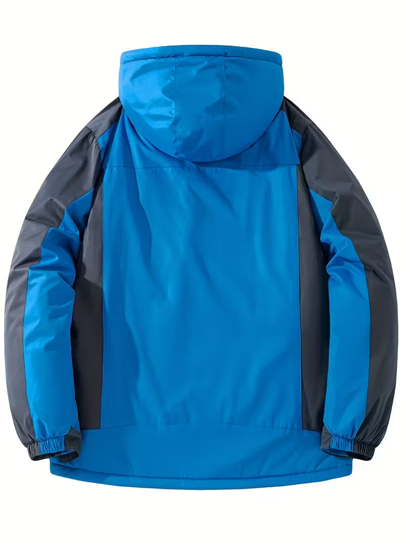 Men's Waterproof Outdoor Jacket with Hood and Fleece Lining