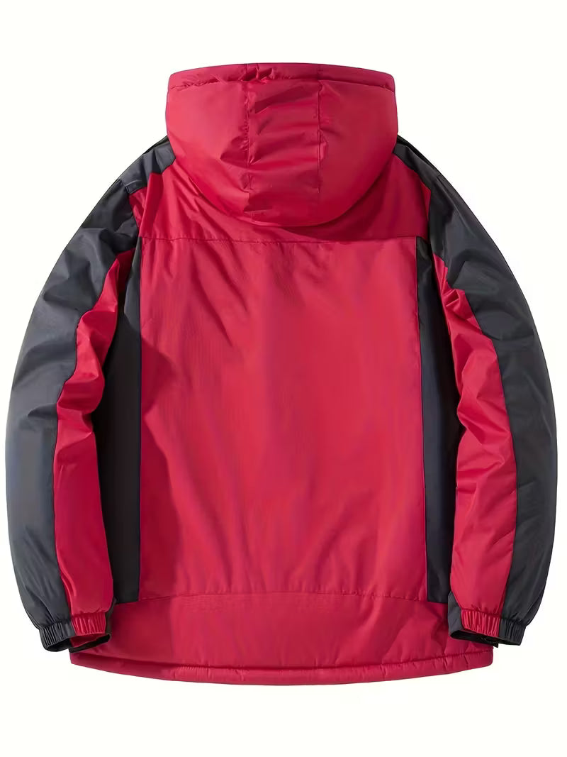 Men's Waterproof Outdoor Jacket with Hood and Fleece Lining