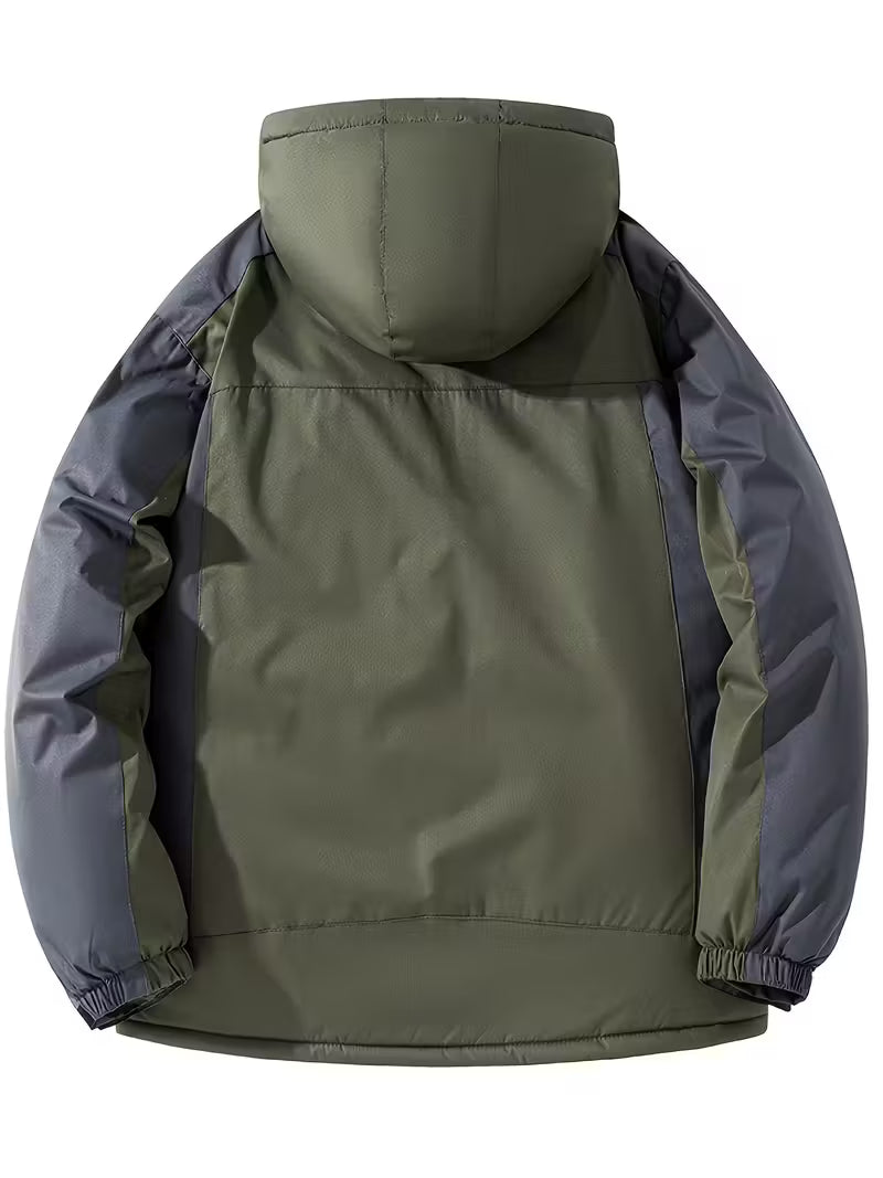 Men's Waterproof Outdoor Jacket with Hood and Fleece Lining