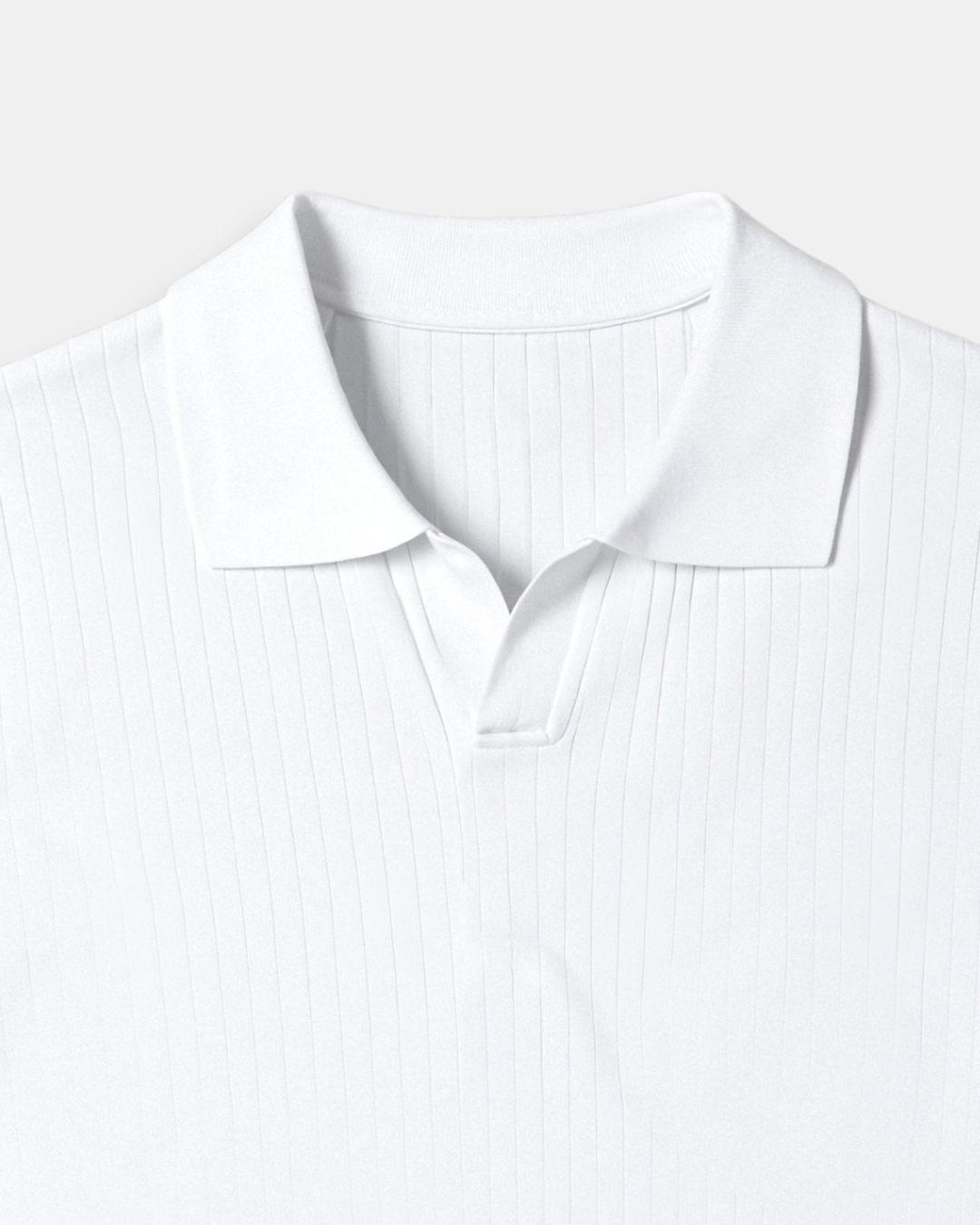 Men's White Ribbed Polo Shirt