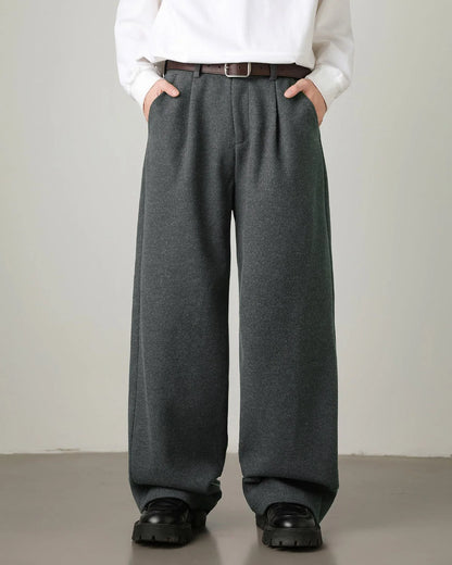 Men's Wide Leg High-Waisted Knit Trousers