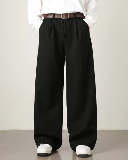 Men's Wide Leg High-Waisted Knit Trousers
