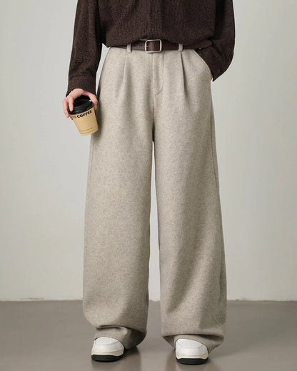 Men's Wide Leg High-Waisted Knit Trousers
