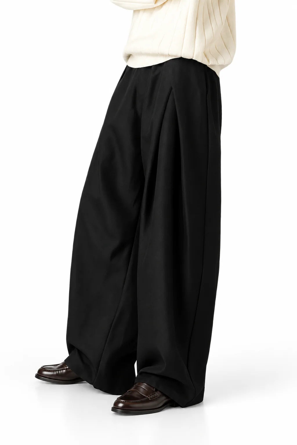 Men's Wide Leg Pleated Trousers