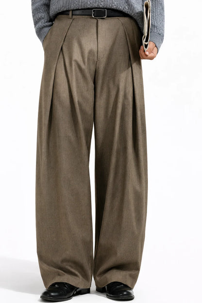 Men's Wide Leg Pleated Trousers