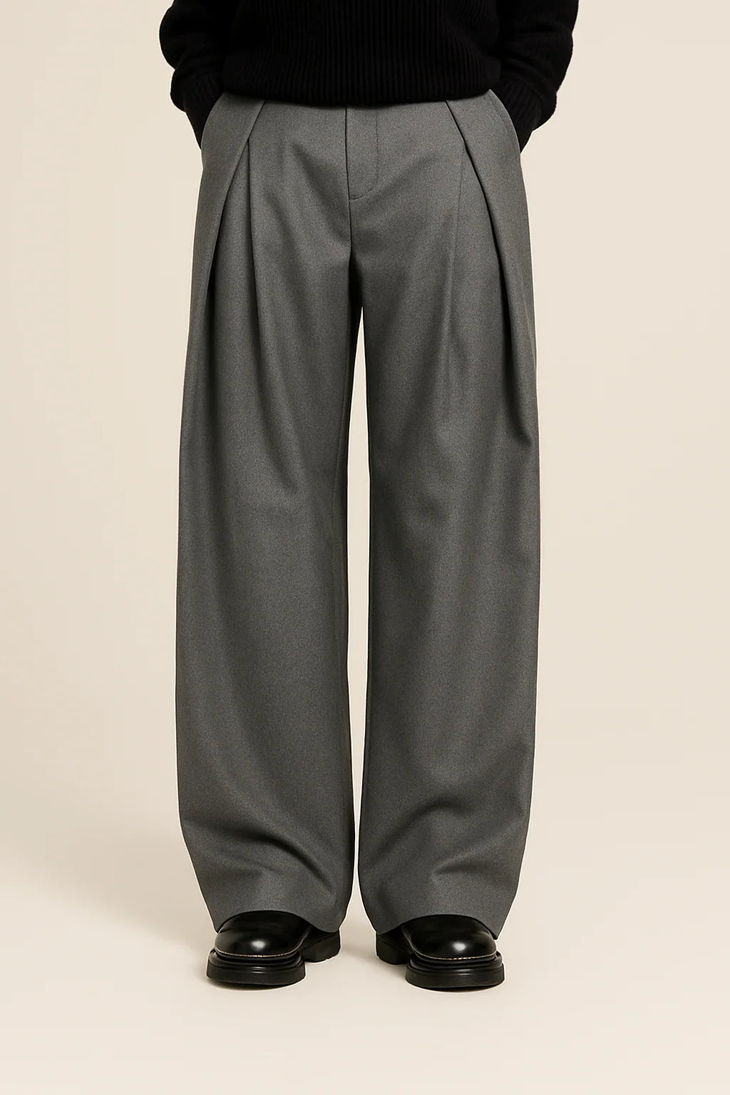 Men's Wide Leg Pleated Trousers