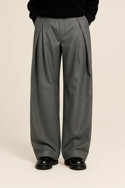 Men's Wide Leg Pleated Trousers