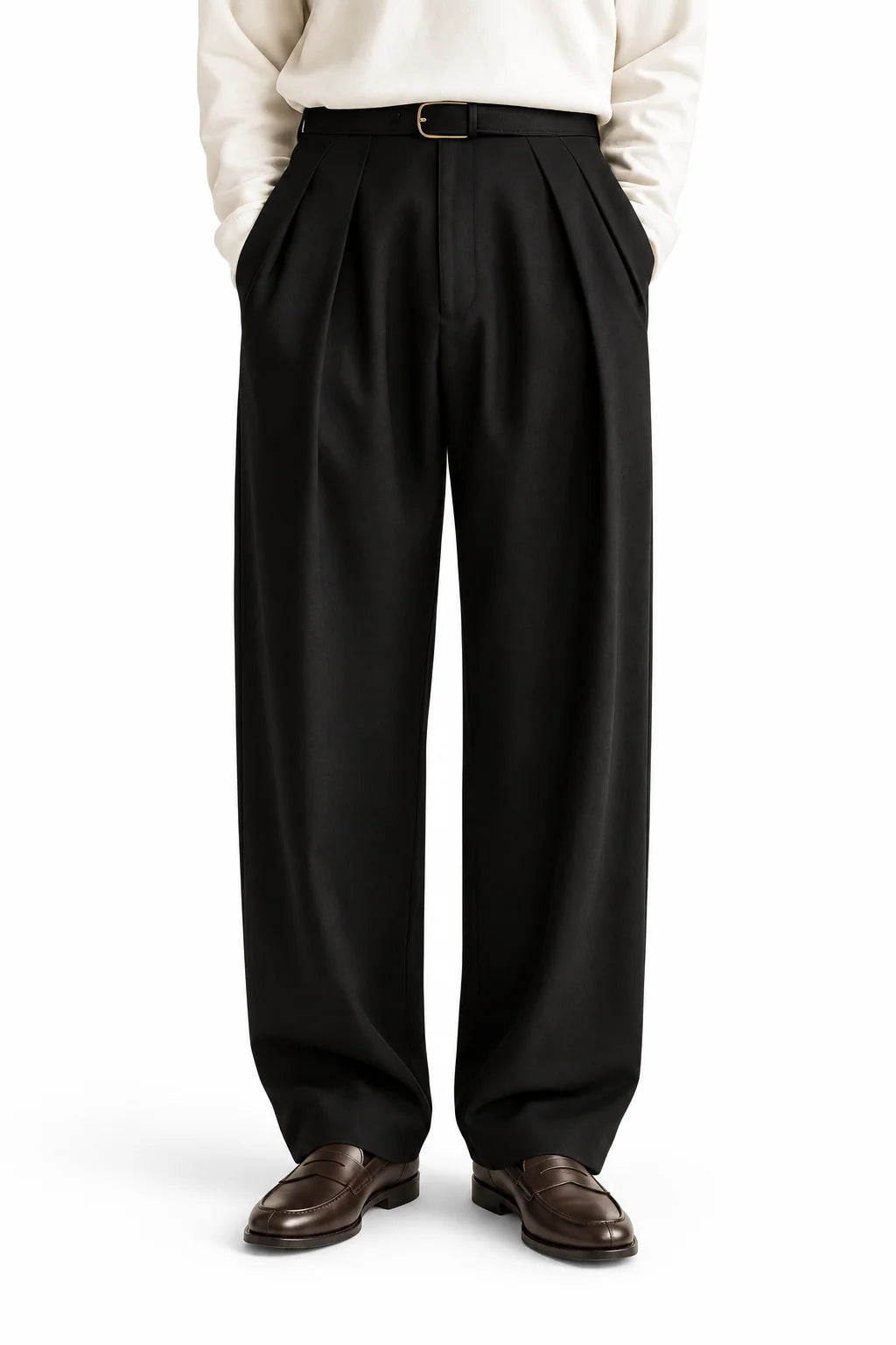Men's Wide Leg Pleated Trousers